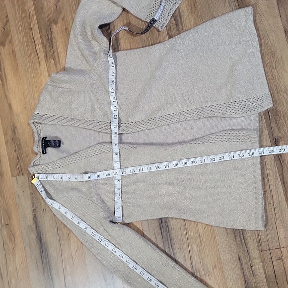 MARINA LUNA Tan Gold Angora Wool Twinkle Open Weave Cardigan - XL - Picture 10 of 11